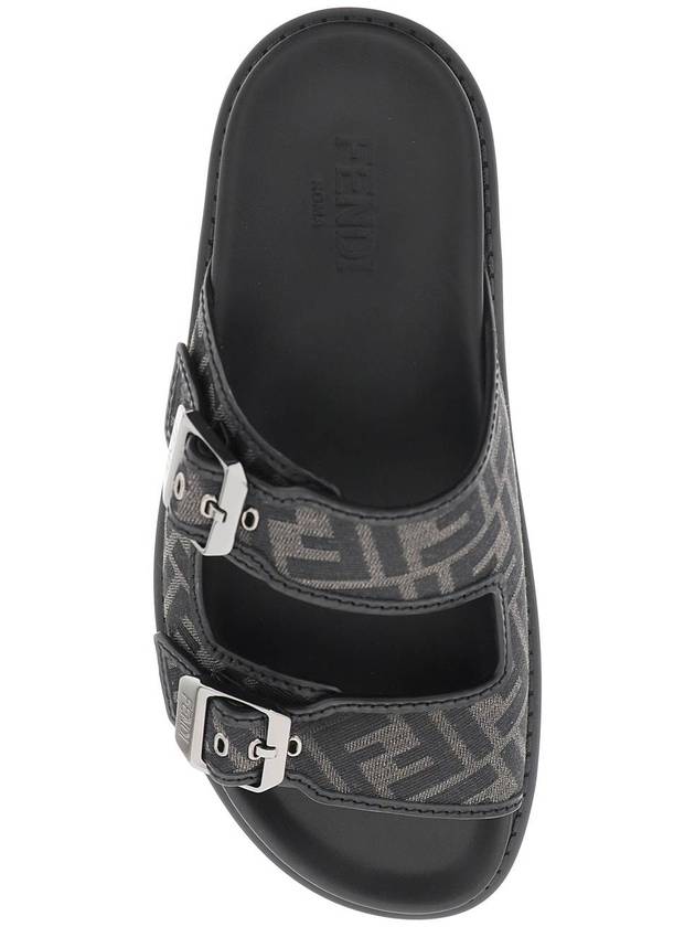 Men's Peel Jacquard Fabric Sandals Black - FENDI - BALAAN 3