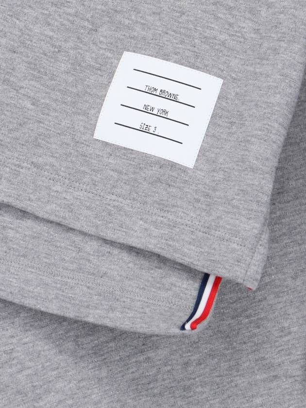 4-Bar Striped Cotton Short Sleeve T-Shirt Light Grey - THOM BROWNE - BALAAN 6