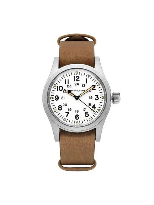 Khaki Field Mechanical Leather Watch White - HAMILTON - BALAAN 1