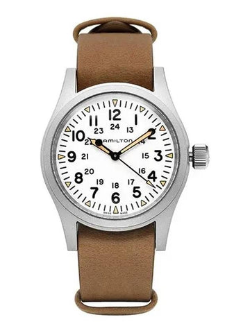 Khaki Field Mechanical Leather Watch White - HAMILTON - BALAAN 1