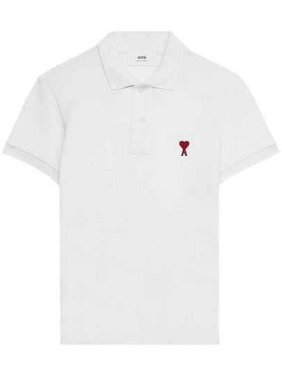 Heart Logo Polo Shirt White - AMI - BALAAN 2