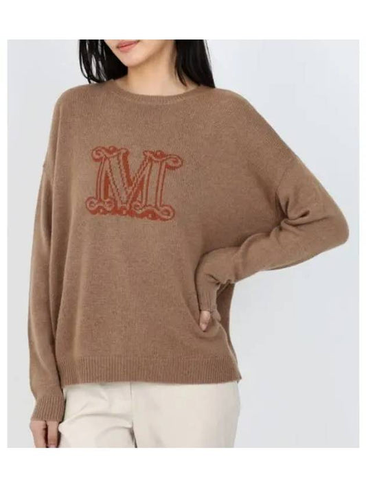 Edo Monogram Cashmere Knit Top Brown - MAX MARA - BALAAN 2