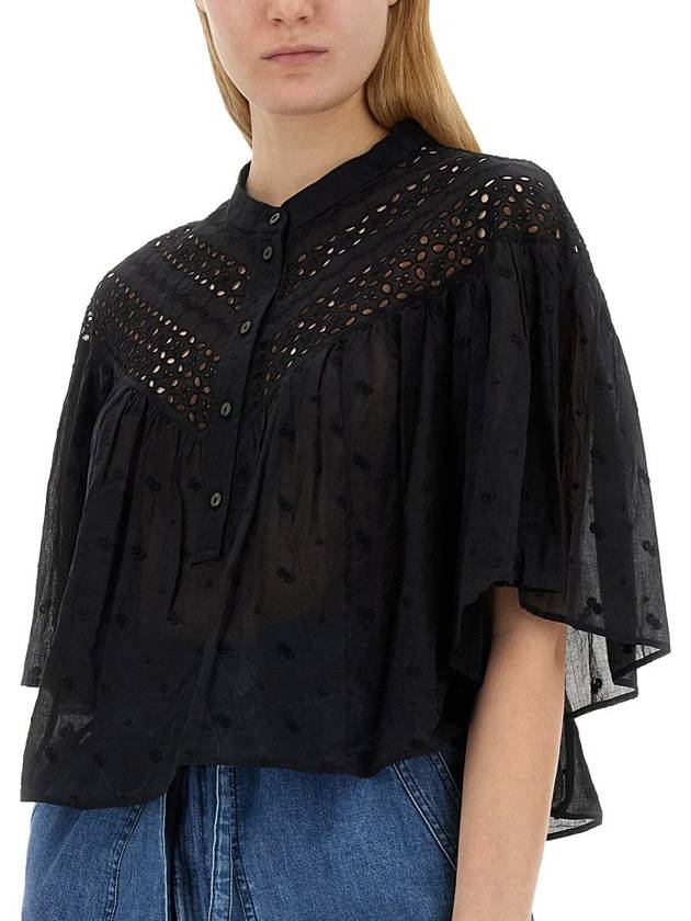 Women's Safi Cotton Shirt Black - ISABEL MARANT ETOILE - BALAAN 5