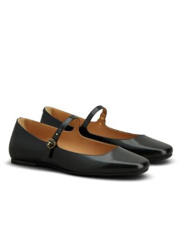 T Logo Mary Jane Flat Black - TOD'S - BALAAN 6