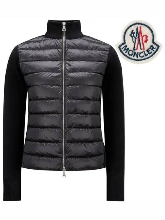 Logo Padded Wool Cardigan Black - MONCLER - BALAAN 2