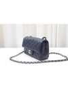 Classic Caviar New Mini Silver Plated Dark Navy Chain Shoulder Bag 18th A69900 - CHANEL - BALAAN 3