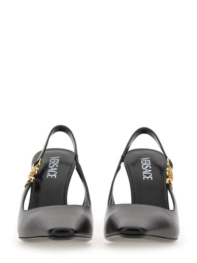 Medusa Detail Calf Leather Slingback Heels Black - VERSACE - BALAAN 2