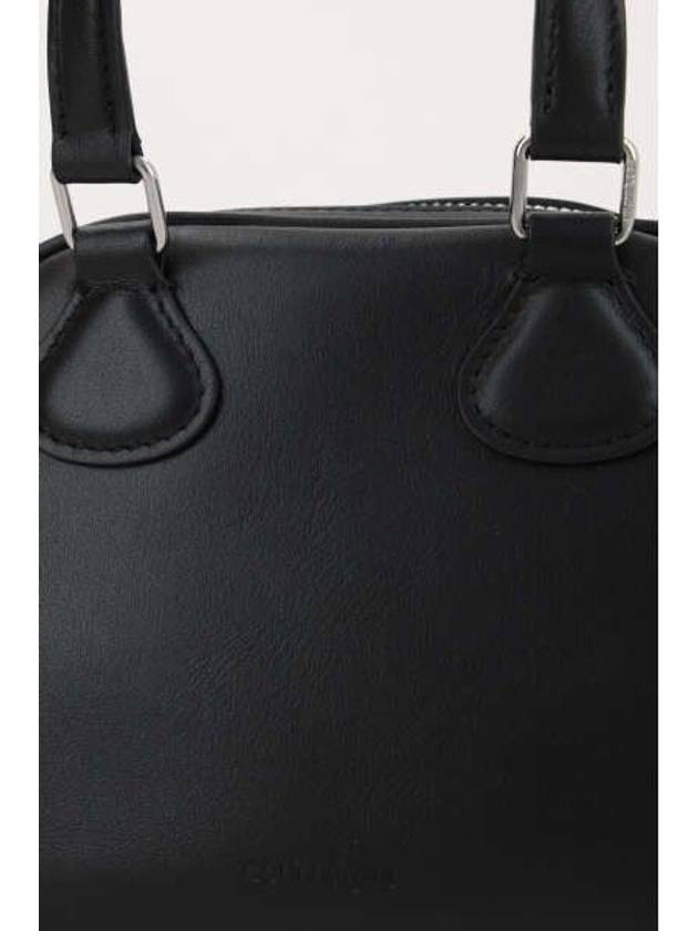 Logo Mini Leather Bowling Tote Bag Black - COURREGES - BALAAN 5