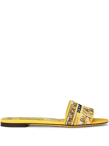 Dolce & Gabbana Bianca Slide Sandals With Majolica Print - DOLCE&GABBANA - BALAAN 1