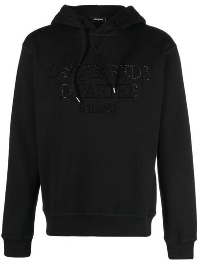 Rhinestone Embellished Cotton Hoodie Black - DSQUARED2 - BALAAN 2