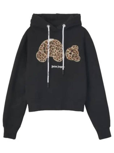 leopard bear print hoodie black - PALM ANGELS - BALAAN 1