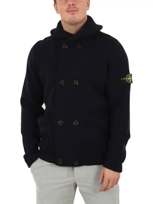 Double Button Knit Stretch Wool Cardigan Black - STONE ISLAND - BALAAN 3