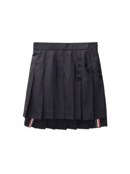4 Bar Plain Weave Mini Pleated Skirt Black - THOM BROWNE - BALAAN 1
