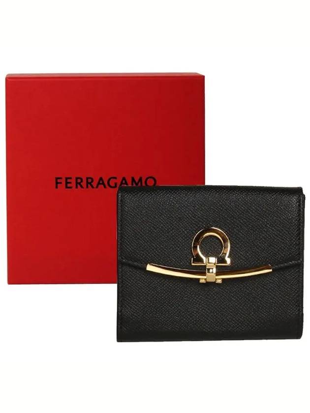 Gancini Leather Half Wallet Black - SALVATORE FERRAGAMO - BALAAN 6