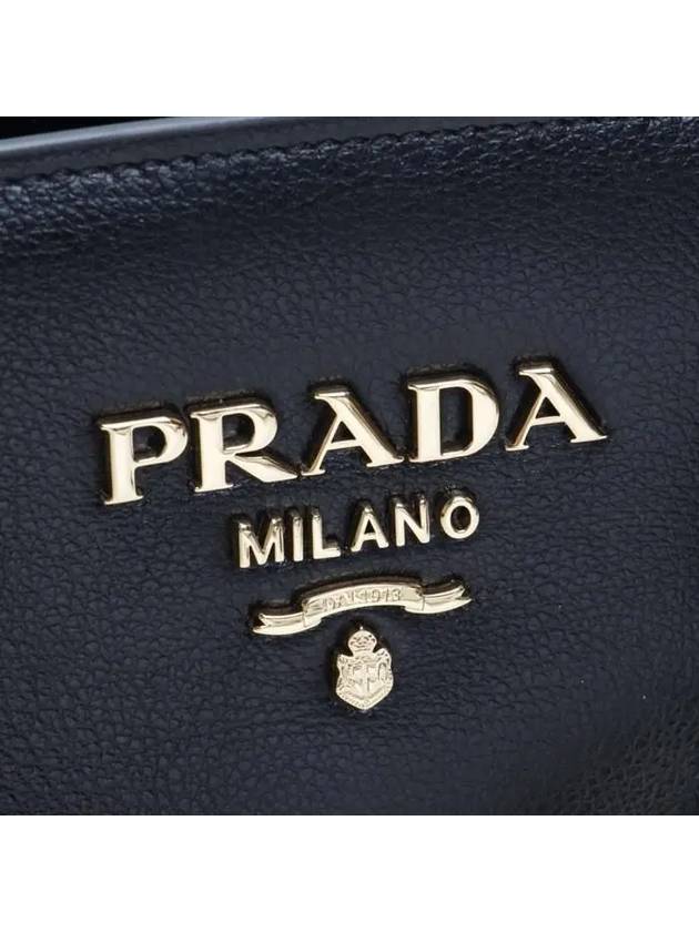 Gold Logo Grace Calfskin Tote Bag Black - PRADA - BALAAN 6