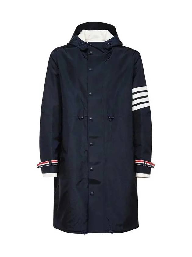 Cordura Merino Baby Cable Hooded 3/4 Mack Jacket Navy - THOM BROWNE - BALAAN 3