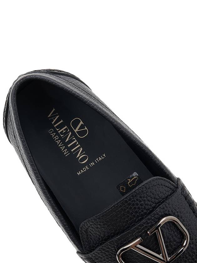 V Logo Leather Loafers Black - VALENTINO - BALAAN 8