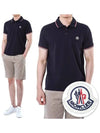 Logo Patch Polo Shirt Dark Blue - MONCLER - BALAAN 3