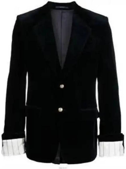 Stretch Cotton Velvet Formal Jacket Dark Blue - GUCCI - BALAAN 2