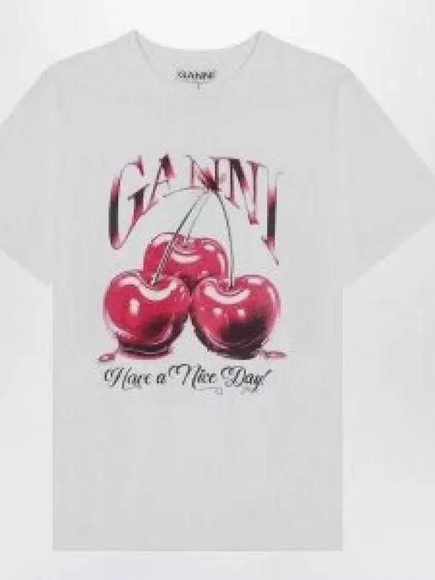 Basic Cherry Relax Jersey Short Sleeve T-Shirt White - GANNI - BALAAN 2