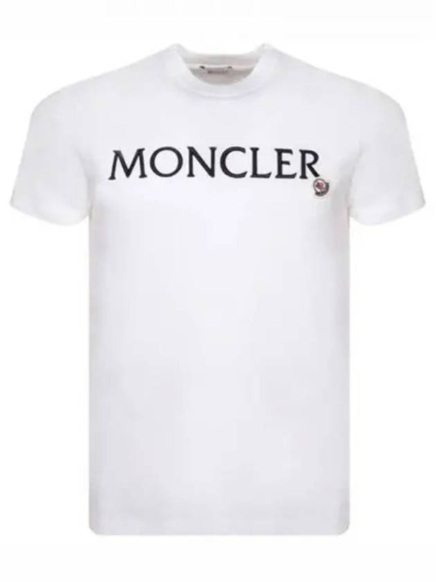 Logo embroidery round short sleeve t shirt white women s 271122 - MONCLER - BALAAN 1