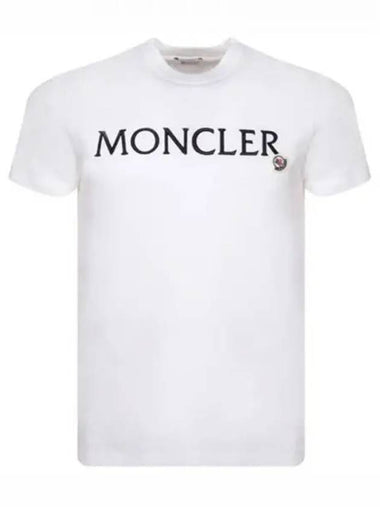 Logo embroidery round short sleeve t shirt white women s 271122 - MONCLER - BALAAN 1