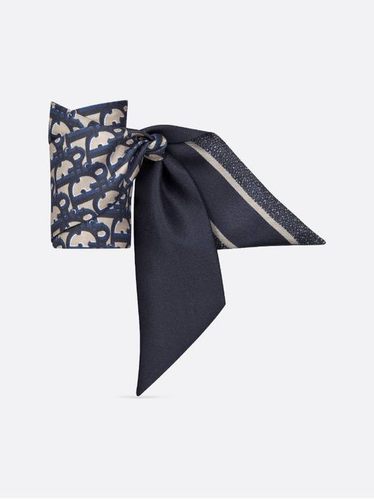 Oblique Mitzah Silk Twill Scarf Navy - DIOR - BALAAN 2