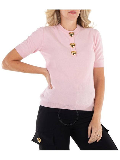 Moschino Button-Embellished Short-Sleeve Wool Sweater, Brand Size 40 (US Size 6) - MOSCHINO - BALAAN 2