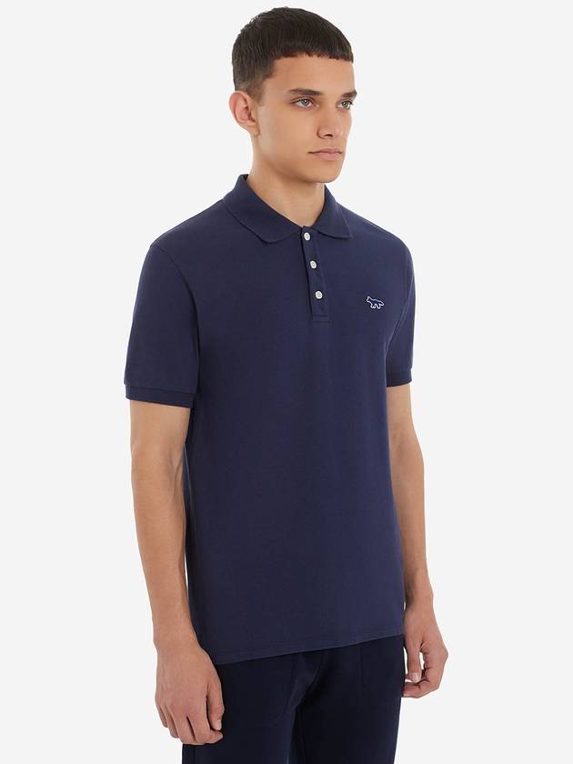 Navy Fox Patch Classic Short Sleeve PK Shirt Navy - MAISON KITSUNE - BALAAN 4