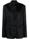 triangle logo single-breasted nylon blazer jacket black - PRADA - BALAAN 1