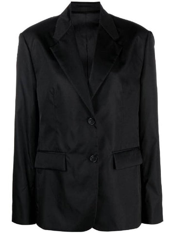 triangle logo single-breasted nylon blazer jacket black - PRADA - BALAAN 1