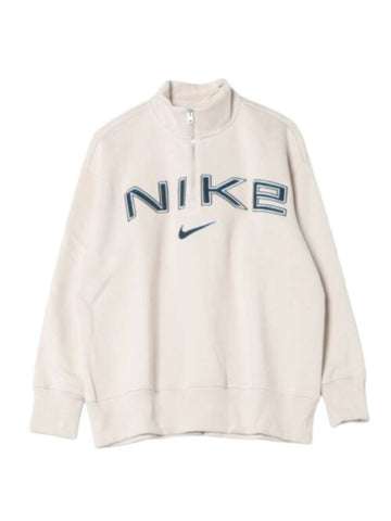 Sportswear Phoenix Fleece Quarter Zip Logo Sweatshirt White - NIKE - BALAAN 1