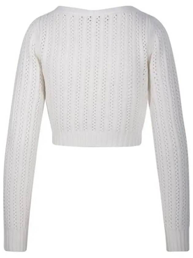 Ifrem Wool Cashmere Crop Knit Top White - MAX MARA - BALAAN 4