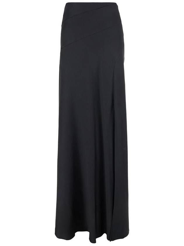 Long Relaxed Black Skirt In Silk Blend Woman - ALBERTA FERRETTI - BALAAN 1