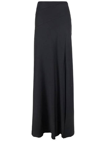 Long Relaxed Black Skirt In Silk Blend Woman - ALBERTA FERRETTI - BALAAN 1