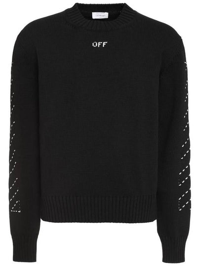 23 fw Black White Cotton Blend Jumper OMHE172F23KNI0011001 B0481013901 - OFF WHITE - BALAAN 2