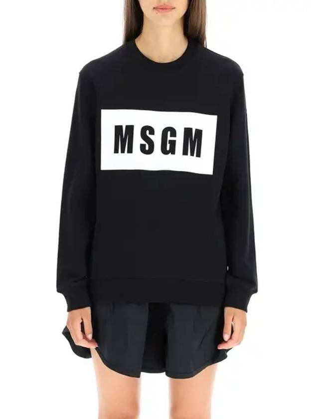 Box Logo Print Sweatshirt Black - MSGM - BALAAN 3