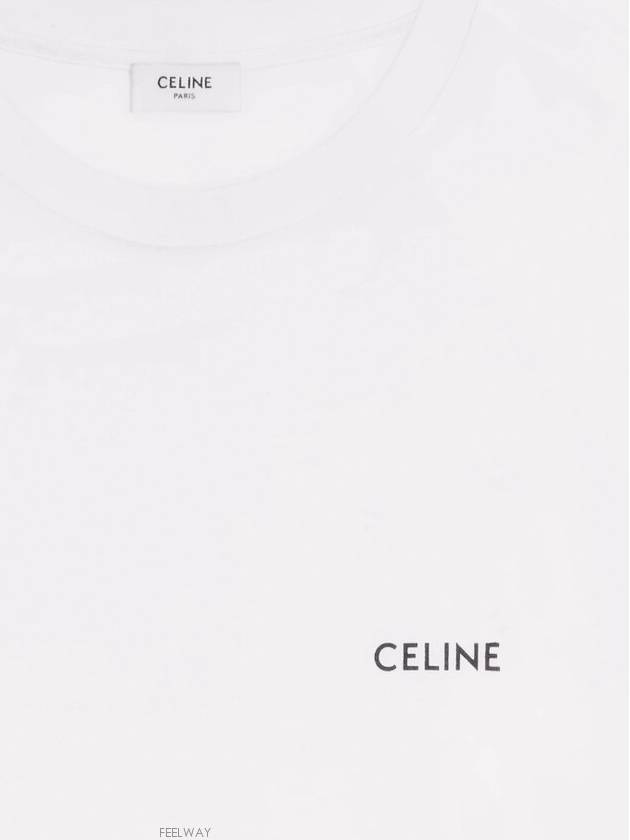 Logo Print Cotton Jersey Loose Short Sleeve T-Shirt White - CELINE - BALAAN 4