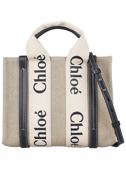 Woody Small Canvas Tote Bag Navy Beige - CHLOE - BALAAN 2