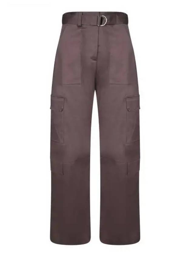 High Waist Cargo Cotton Straight Pants Brown - MSGM - BALAAN 2