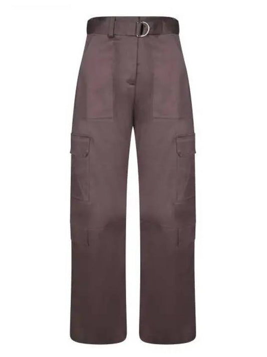 High Waist Cargo Cotton Straight Pants Brown - MSGM - BALAAN 2