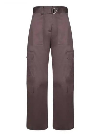 High Waist Cargo Cotton Straight Pants Brown - MSGM - BALAAN 2