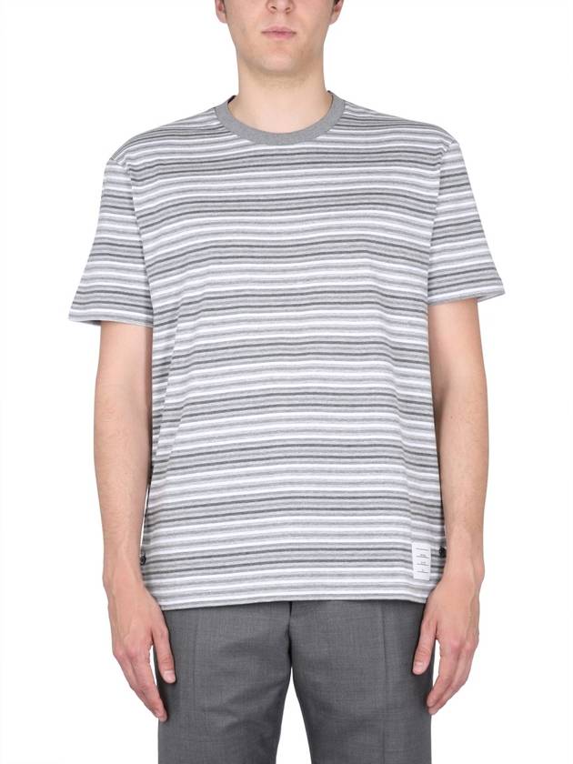 Men's Striped Midweight Jersey Short Sleeve T-Shirt Grey - THOM BROWNE - BALAAN 2