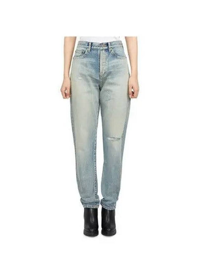 Women's Destroyed Washing Denim Jeans Light Blue - SAINT LAURENT - BALAAN 2