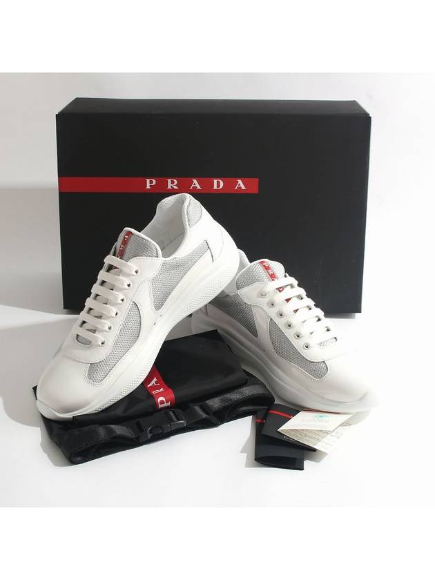 America's Cup Low Top Sneakers Silver White - PRADA - BALAAN 6