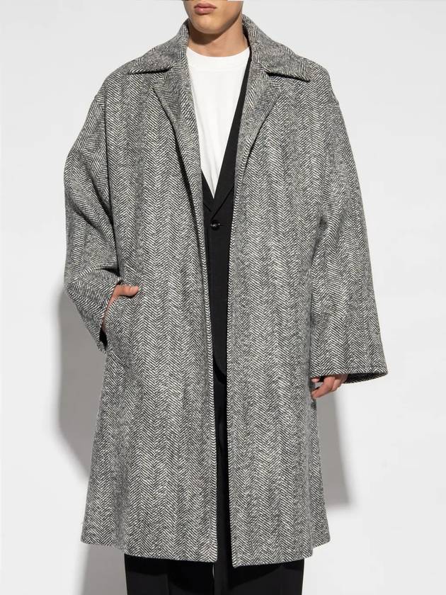 Felted Chevron Wool Single Coat Black White - BOTTEGA VENETA - BALAAN 3