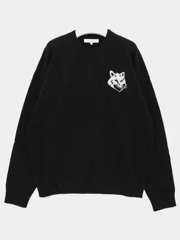 Intarsia Fox Head Comfort Knit Top Black - MAISON KITSUNE - BALAAN 2