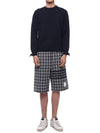 Center Back Striped Stitch Merino Wool Knit Top Navy - THOM BROWNE - BALAAN 4