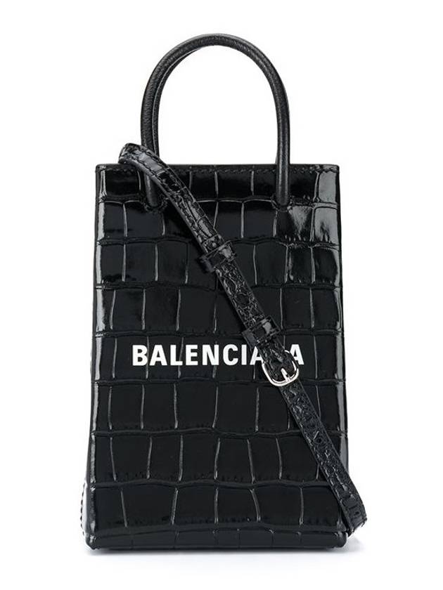 Crocodile Logo Phone Holder Small Cross Bag Black - BALENCIAGA - BALAAN 1