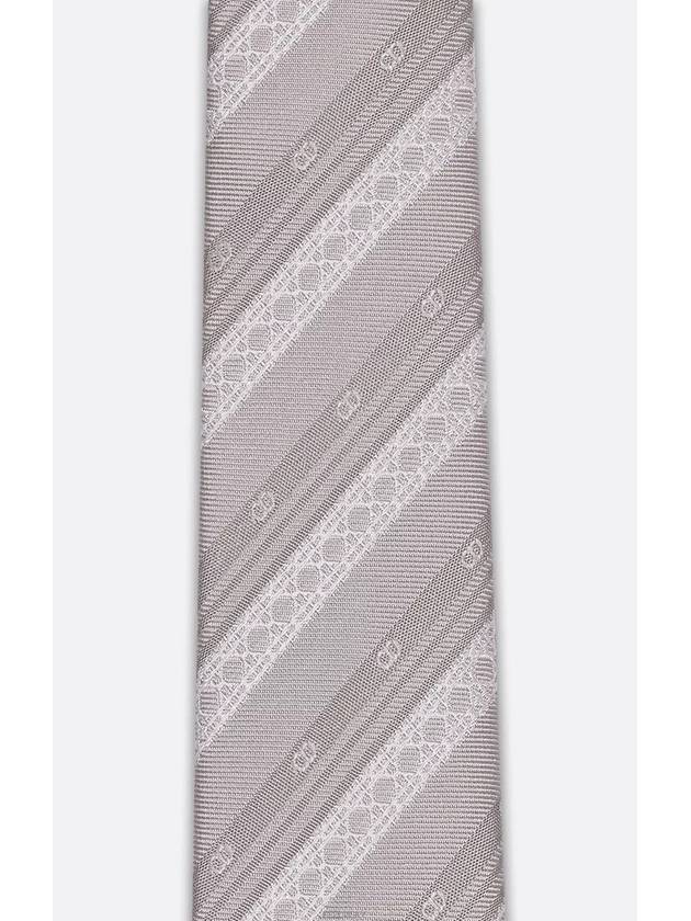 Striped Cannage Tie Gray White Silk - DIOR - BALAAN 3